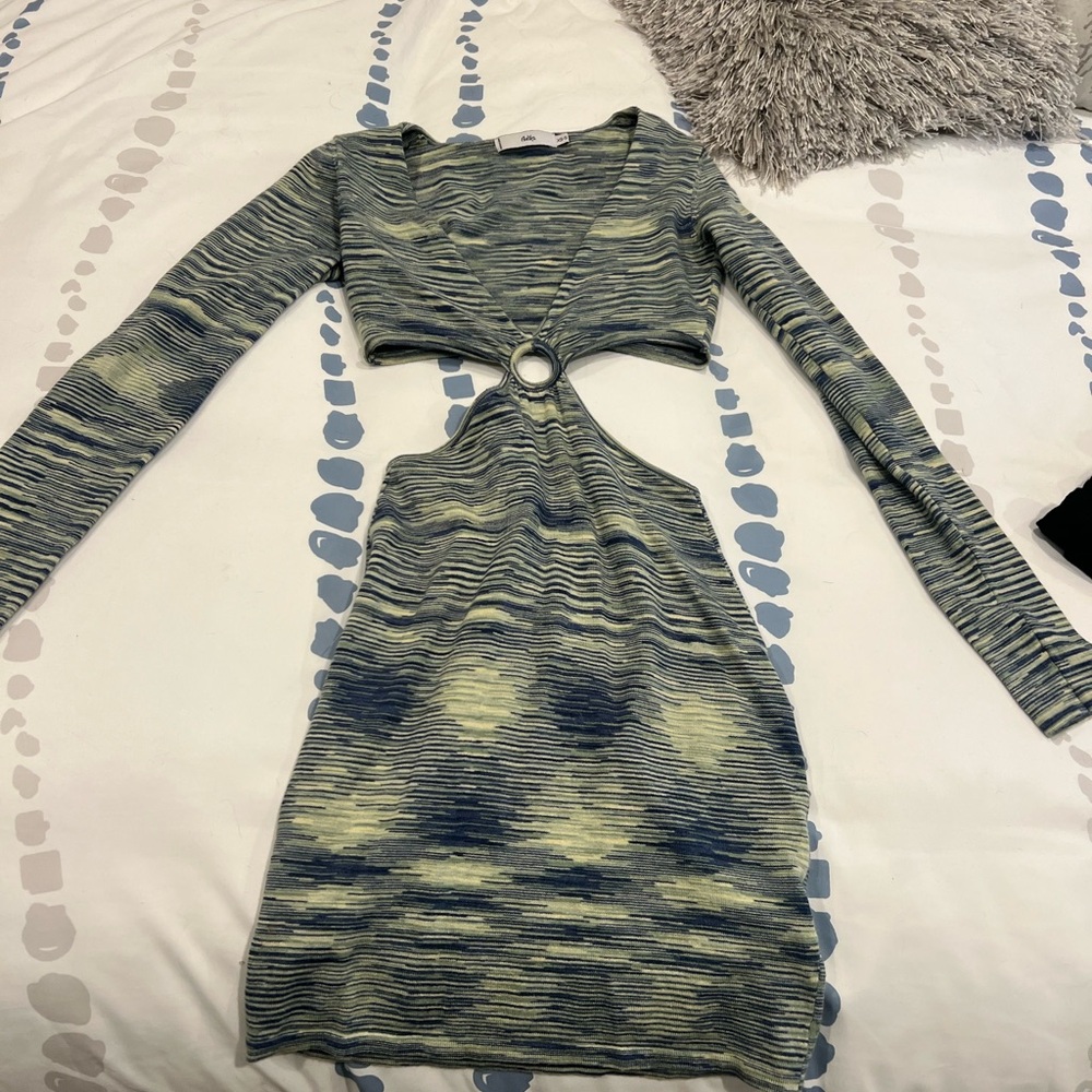 Chic Cutout Dress in Blue and Green